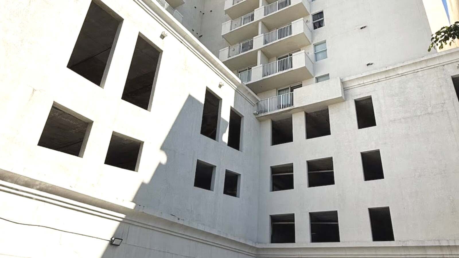 The same courtyard after drone cleaning