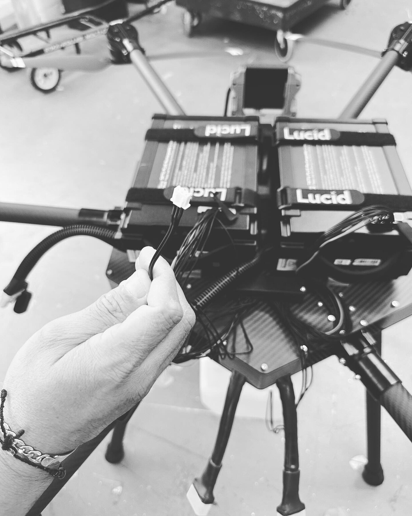 Drone detail, black and white