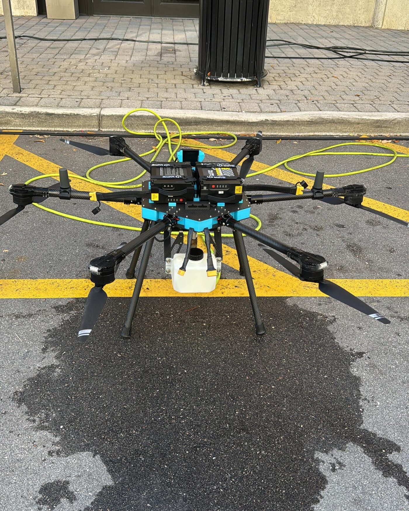 The purpose-built cleaning drone up close
